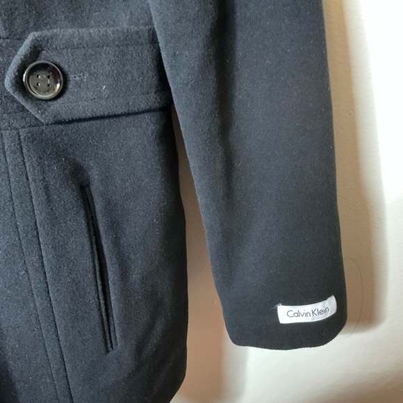 Calvin Klein Size 14 Peacoat Black Button Front Lined Collared - Picture 3 of 7